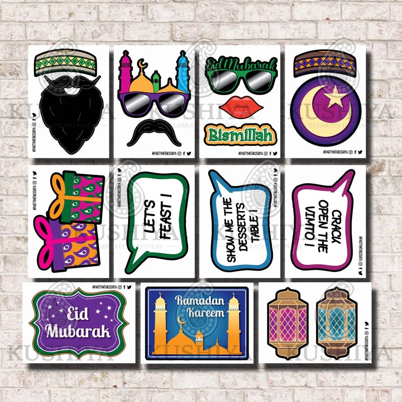Eid Party Photo Booth Props Set of 17 Eid Celebrations - Etsy UK