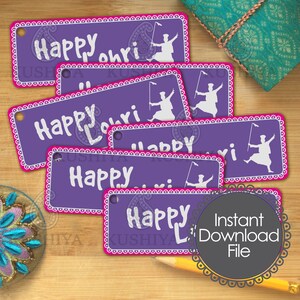 Happy Lohri Favour Tags, Gift Tags, Instant Download, Printable, Lohri Celebrations, Lohri Party, Lohri Stationery, Print your own, DIY