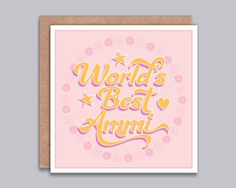 World's Best Ammi / Maa - Card for Mum, Mother's Day, Birthday, Thank You, Best Mum, Special, Hindi, Punjabi, Urdu, Indian, Desi Style Card