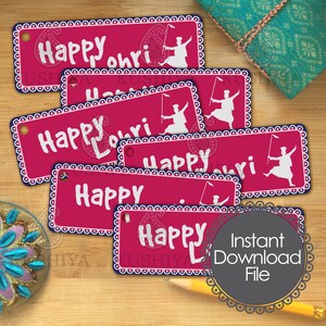 Happy Lohri Favour Tags, Gift Tags, Instant Download, Printable, Lohri Celebrations, Lohri Party, Lohri Stationery, Print your own, DIY