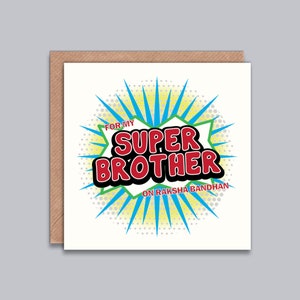 Raksha Bandhan - Karte für Bruder, Rakhi-Gruß, indische Anlasskarte, Der beste Bruder, Comic-Stil, Superheld, indische Feier, Desi