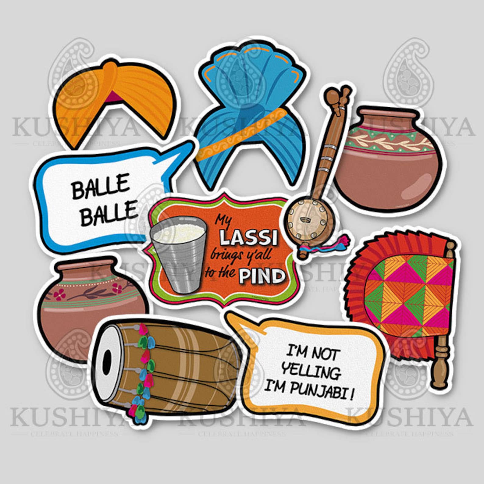 Printed and Cut Punjabi Culture Photo Booth Props Set of 10 Etsy UK