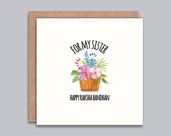 Happy Raksha Bandhan Card - Card for Sister, Rakhi Greeting, Indian Occasion Card, The Best Sister, Indian Celebration, Desi Card