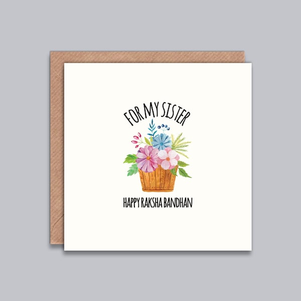 Happy Raksha Bandhan Card - Card for Sister, Rakhi Greeting, Indian Occasion Card, The Best Sister, Indian Celebration, Desi Card