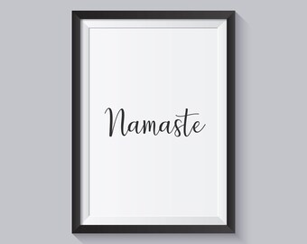 Namaste Print - Hallway print, Living room, Indian home, Modern typography wall art, Home decor, Housewarming, Yoga gift, Hindi, UNFRAMED