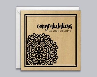 Wedding Congratulations, Mandala, Wedding Wishes Card, Indian Style, Happy Couple, Newly Weds, Elegant, Stylish, Traditional, Modern, Desi.