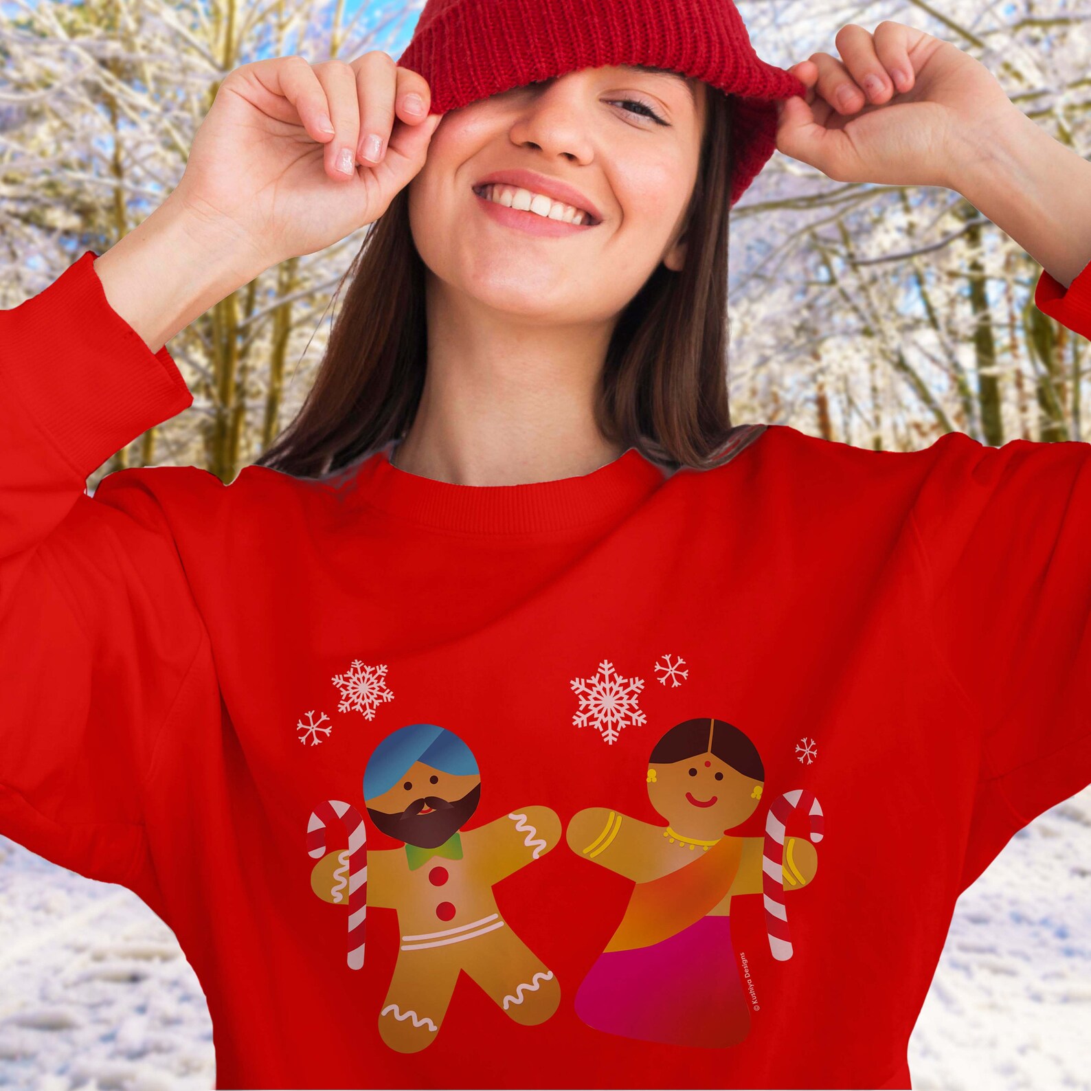 Desi Gingerbread Men Christmas Jumper in Red Punjabi Xmas Etsy UK