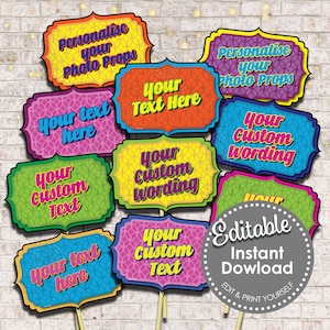 Editable Custom Photo Booth Props - Set of 10 - Indian Wedding, Sangeet/Mehndi Night, Party Signs, Desi, Digital Download, Printable, DIY.