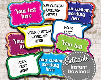 Custom Wording Photo Props  - Set of 10 - Indian Wedding, Sangeet/Mehndi Night, Party Signs, Desi, Digital Download File, Printable, DIY.