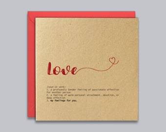 Valentines Card - Love, Definition of Love, Meaning of Love, Anniversary, Wedding, Girlfriend, Boyfriend, Wife, Husband, Lesbian, Gay,