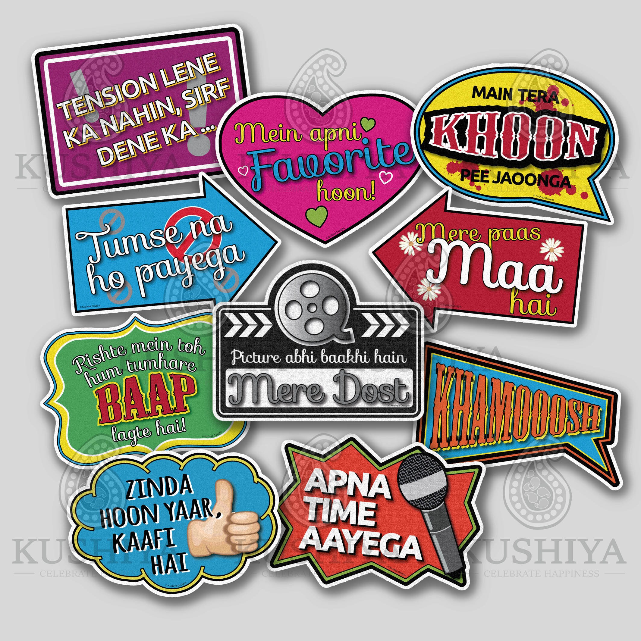 Printed and Cut Bollywood Film Dialogue Photo Booth Props - Etsy UK