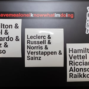 F1 Formula 1 Drivers Clear Sticker 4&quot;x4&quot;