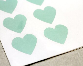 96 Mint Heart Envelope Seals - 4 Full Sheets of 1.5-inch Heart Labels