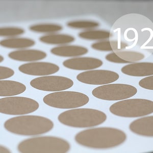 192 Circle Kraft Stickers - 4 Full Sheets of 1.2&quot; Round Labels