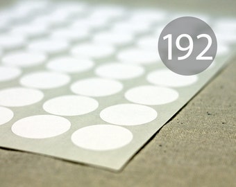 192 White Circle Stickers - 4 Full Sheets of 1.2" Round Labels