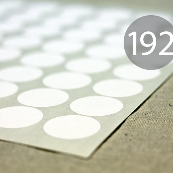 192 White Circle Stickers - 4 Full Sheets of 1.2" Round Labels