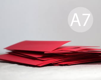 25 5x7 Bright Red Envelopes - A7 Red Envelopes (true size 5 1/4" x 7 1/4") - A7 Red Envelopes - DIY Christmas Card Envelopes - Holiday