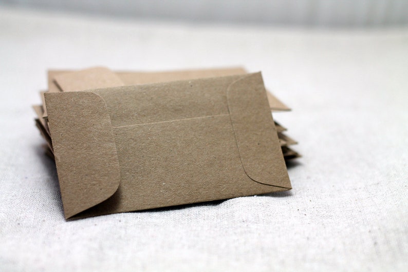 BULK 100 Mini Kraft Seed Packet Envelopes for Seed Packet Wedding Favors Mini Envelopes Favors Birthday Baby Shower 2 1/4 x 3 1/2 image 3