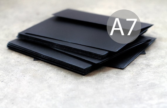 25 5x7 Metallic Black Envelopes - A7 Metallic Black Envelopes - Black Wedding Envelopes (true size 5 1/4" x 7 1/4")