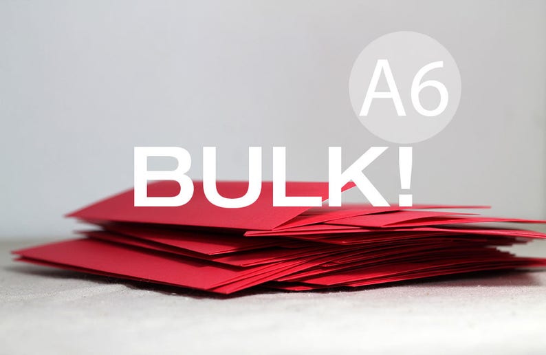 BULK 100 A6 Bright Red Envelopes 4x6 Red Envelopes true size 4 3/4 x 6 1/2 Quantity 100 DIY Christmas Card Envelopes image 1