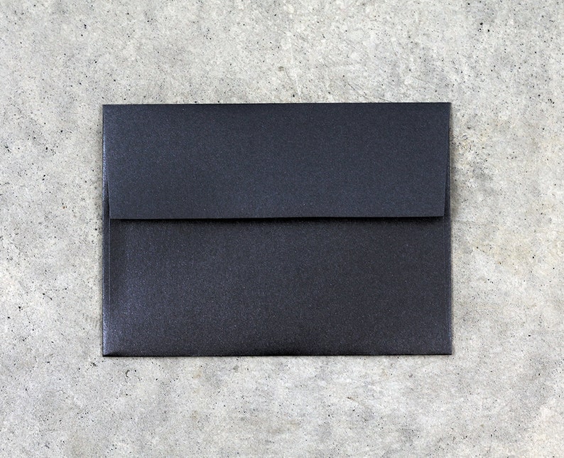 25 5x7 Metallic Black Envelopes - A7 Metallic Black Envelopes - Black Wedding Envelopes (true size 5 1/4" x 7 1/4") image 3