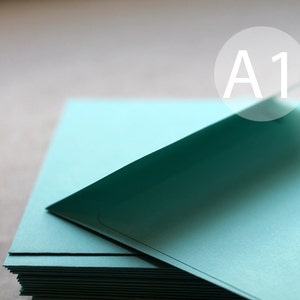 25 3x5 Turquoise Envelopes - A1 / 4-Bar Aqua Blue Envelopes (true size 3 5/8&quot; x 5 1/8&quot;) - Seafoam green envelopes