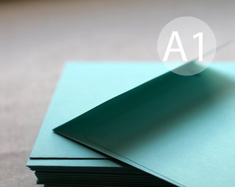 25 3x5 Turquoise Envelopes - A1 / 4-Bar Aqua Blue Envelopes (true size 3 5/8" x 5 1/8") - Seafoam green envelopes