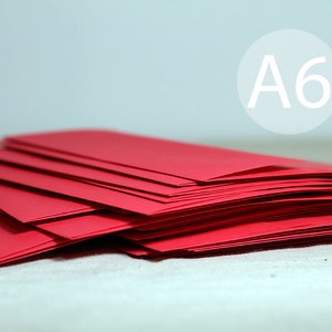 25 4x6 Bright Holiday Red Envelopes A6 red envelope true size 4 3/4 x 6 1/2 Christmas Card Envelopes image 1