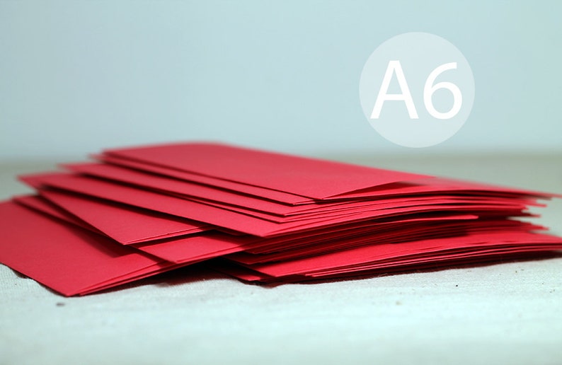 25 4x6 Bright Holiday Red Envelopes A6 red envelope true size 4 3/4 x 6 1/2 Christmas Card Envelopes image 1