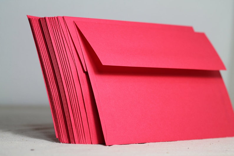 25 4x6 Bright Holiday Red Envelopes A6 red envelope true size 4 3/4 x 6 1/2 Christmas Card Envelopes image 2