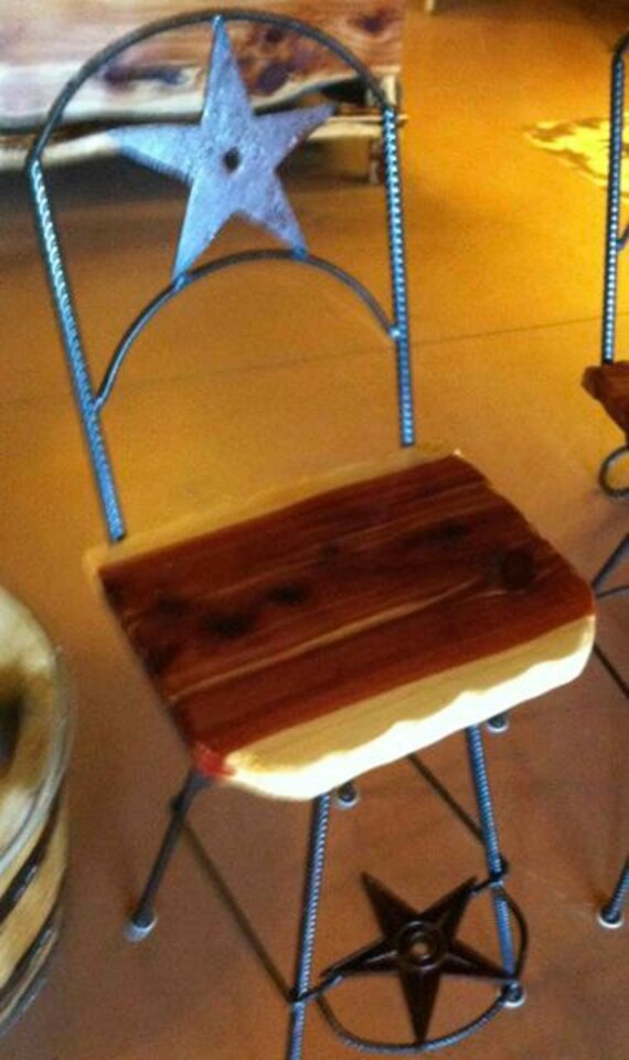 Bar Stool Swivel Bar Chair Cedar Seat Star Back Rest And Etsy