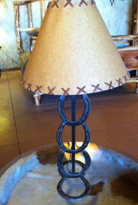 Horseshoe Table Lamp On Horseshoe Base Rustic Lamp Western Etsy
