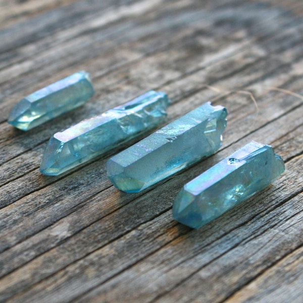 Aqua Aura Quartz Points - Set of 4