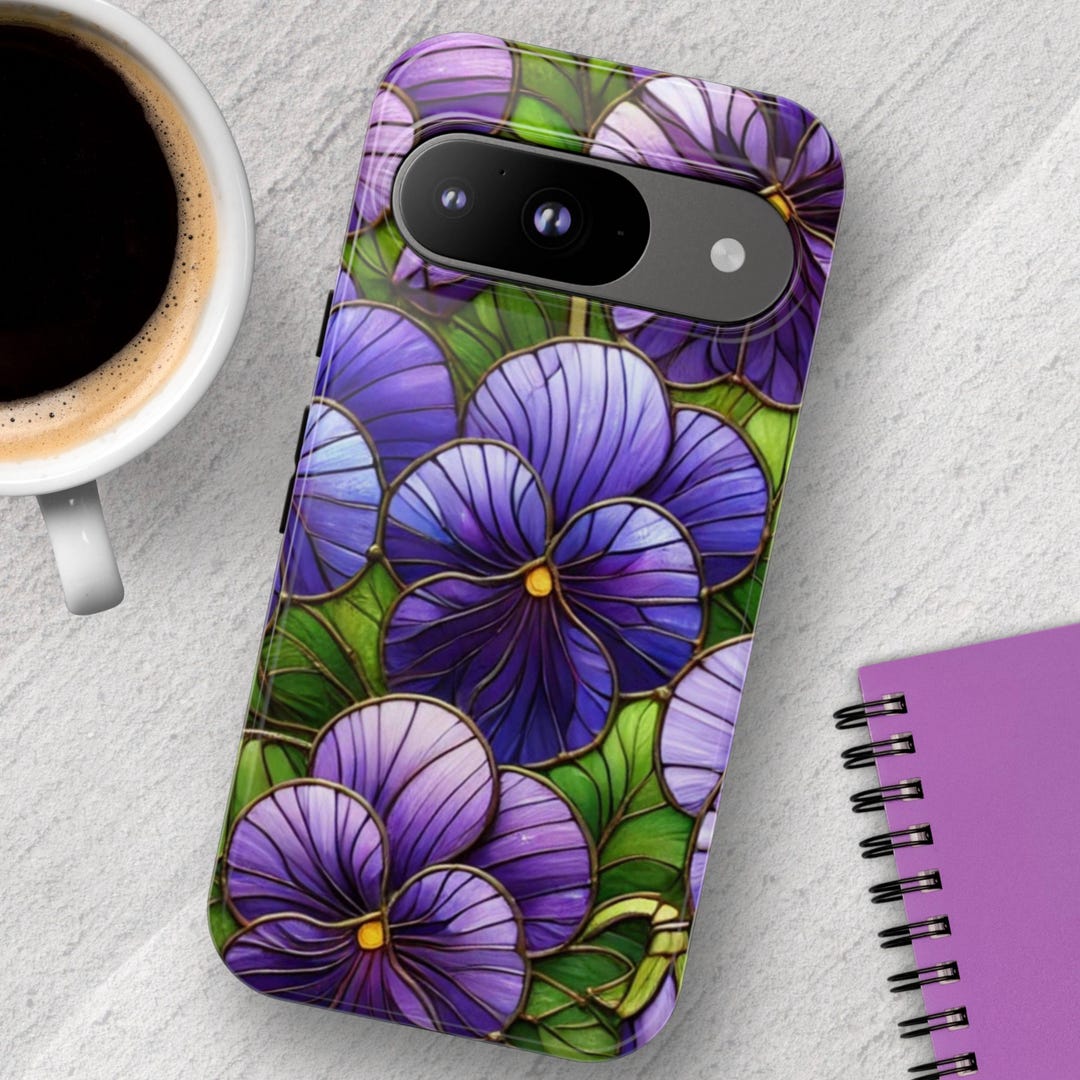Stained Glass Floral Pansy Google Pixel Tough Phone Case - Etsy