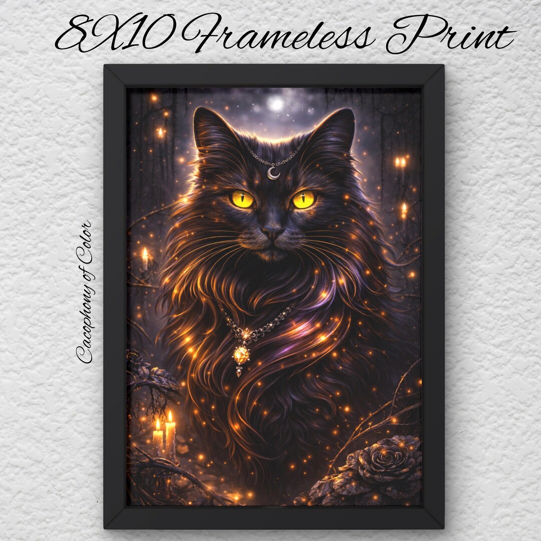 Black Goth Cat Wall Art Print, Cat Decor, Bold Modern Pet Art - Etsy