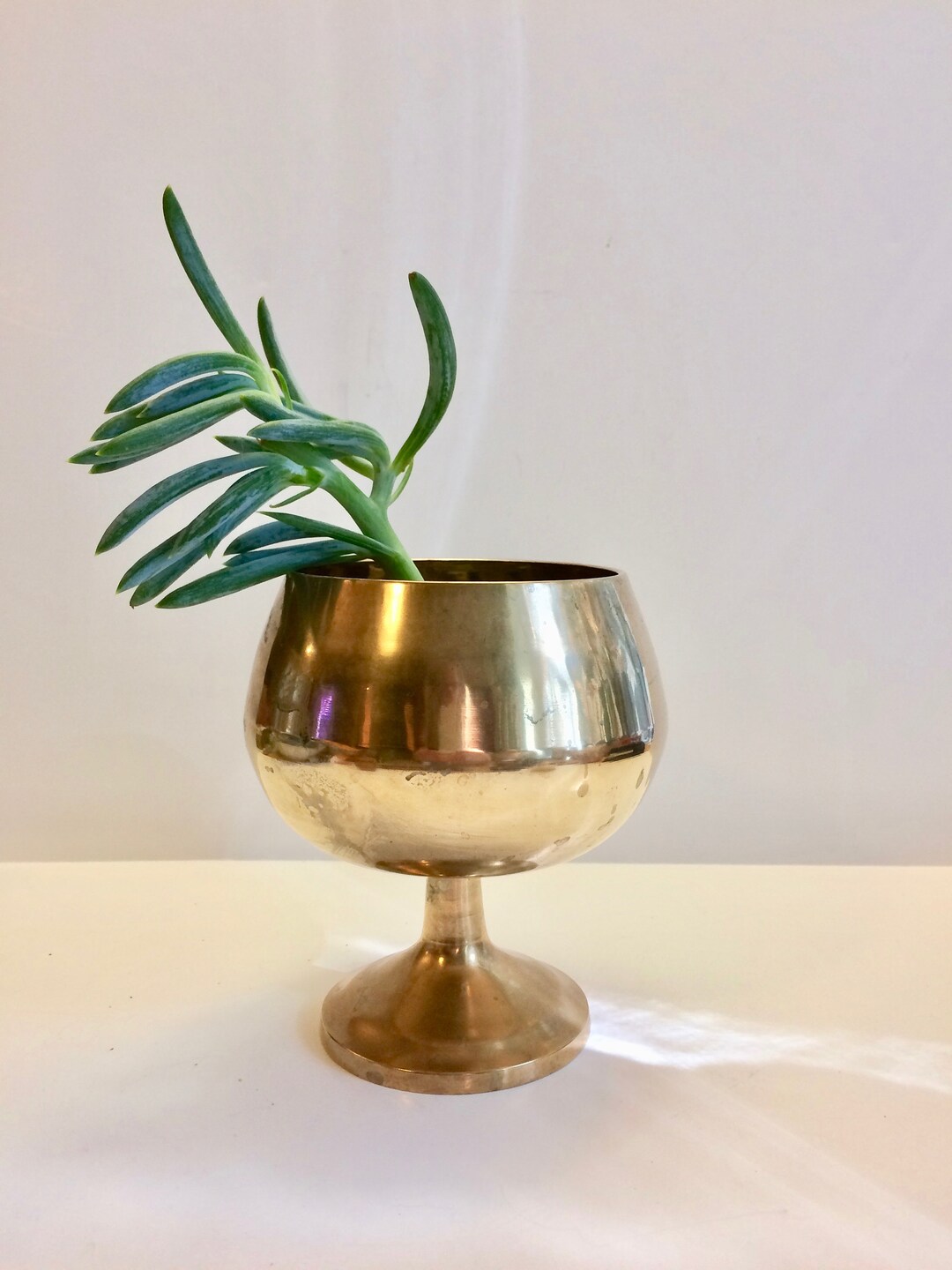Vintage Footed Brass Urn Planter Heavy Piece Etsy