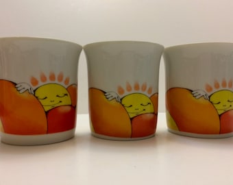 Toscany WAKE UP Fine China Mugs Set of 3 - Fabulous RARE 1960s / 1970s