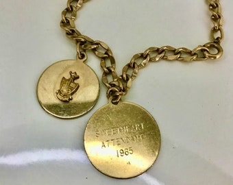 Vintage Charm Bracelet - Gamma Phi Beta Sorority Crest  plus Sigma Alpha Epsilon Fraternity Sweetheart Attendant 1/20 12K Gold Filled