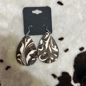 Wood Burned Earrings