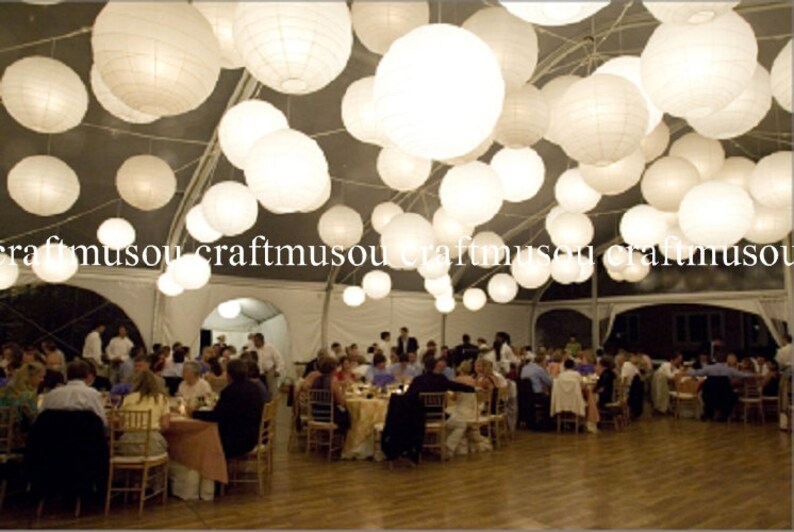 Perfect 40 Paper Lantern Led Set Chinese Round White Paper Etsy