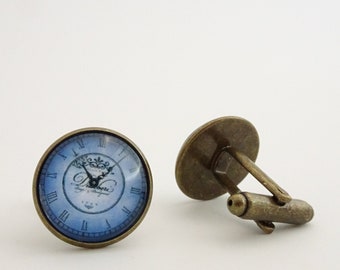 Clock Face Cufflinks | Steampunk Cuff Links | Watch Face Jewelry | Antique Bronze | Nickel Free