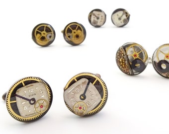 Resin Watch Gear Cufflinks | Antique Watch Parts in Resin | Steampunk Jewelry | Assorted Styles | Nickel Free