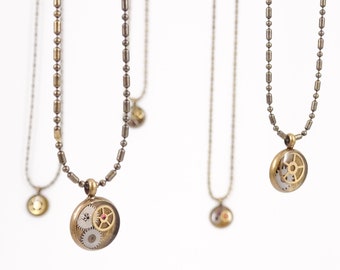 Petite Watch Gear Pendant | Tiny Steampunk Resin Necklace | Antique Bronze | Nickel Free