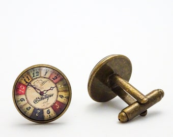 Clock Face Cufflinks | Steampunk Cuff Links | Watch Face Jewelry | Antique Bronze | Nickel Free