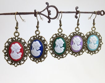 Resin Cameo Earrings | Handmade Victorian Portrait Dangle Earrings | Assorted Steampunk Cameos | Nickel Free