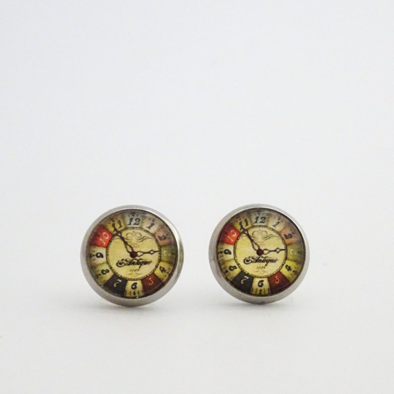 Clock Face Earrings Steampunk Watch Face Ear Studs Etsy