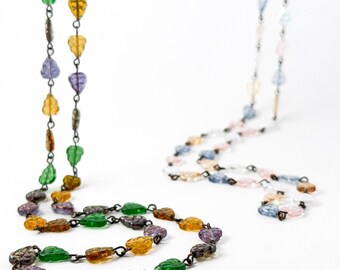 Autunm Leaves Long Wrap Necklace | Fall Layering Bead Chain