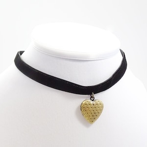 Heart Locket Choker More Colors Velvet Choker Necklace with Locket Nickel Free Black