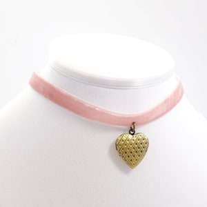 Heart Locket Choker More Colors Velvet Choker Necklace with Locket Nickel Free Pink