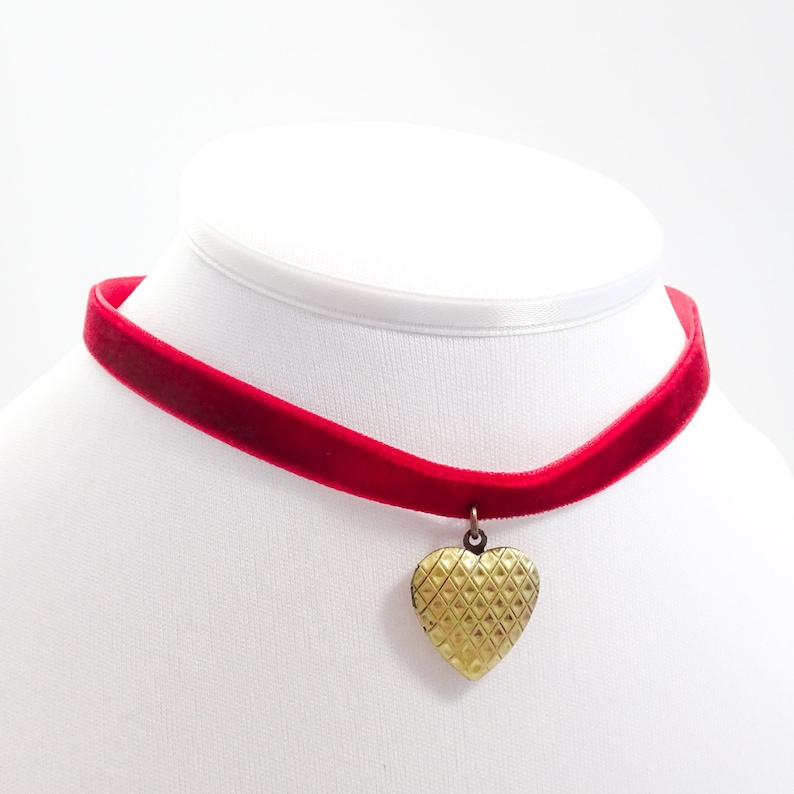 Heart Locket Choker More Colors Velvet Choker Necklace with Locket Nickel Free Red